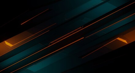 Poster - A black and orange striped background with a blue and orange line