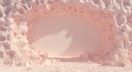 Poster - A pink cave with a shadow on the wall