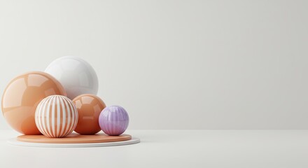 Aufkleber - A white background with a group of colorful balls on a table