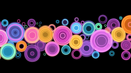 Wall Mural - Abstract colorful circles on a black background
