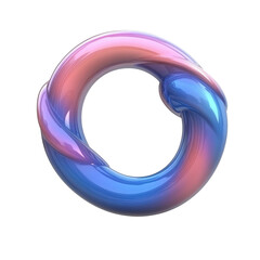 Poster - Abstract colorful circular shape with smooth glossy finish blending pink purple and blue hues for modern minimalistic digital art design
