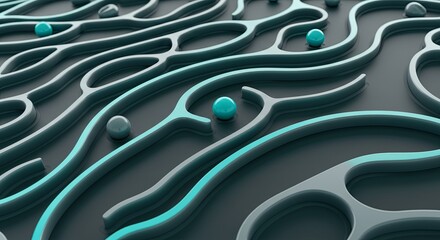 Poster - A blue and green abstract design with many small spheres