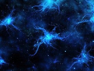 Poster - Ethereal Galactic Nebula Bursting with Luminous Blue Energy and Cosmic Sparkle of the Deep Space Cosmos
