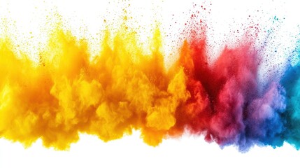 Fototapete - Dramatic rainbow color splash on white backdrop colorful holi powder explosion vibrant pigments artistic design