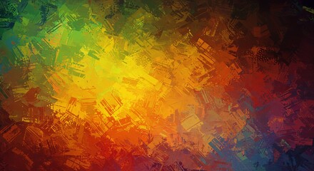 Poster - A colorful abstract painting with splatters of paint and brush strokes