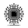 © MatandSterre - Abstract Digital Processor Icon: Black and White CPU Chip Illustration for Technology Concepts
