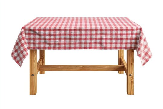 Simple wooden table with red and white checkered tablecloth (1)