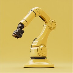 Poster - Studio Shot of Advanced Yellow Robotic Arm for Automated Manufacturing with Technological Precision