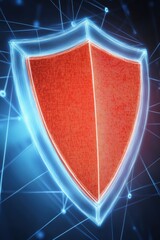Fototapete - Security Shield Digital Network Protection Technology Red Firewall Cyber Data Transmission