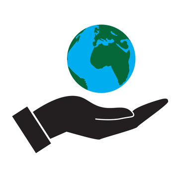 globe in hands icon illustration