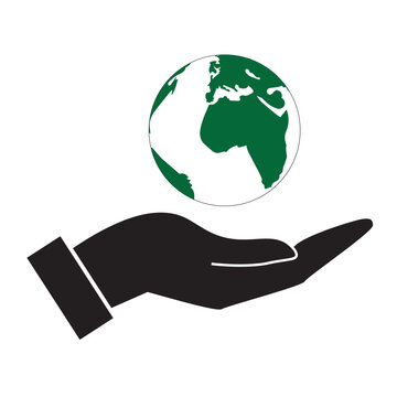 globe in hands icon illustration