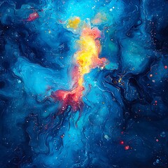 Wall Mural - vibrant cosmic swirls, fluid colors