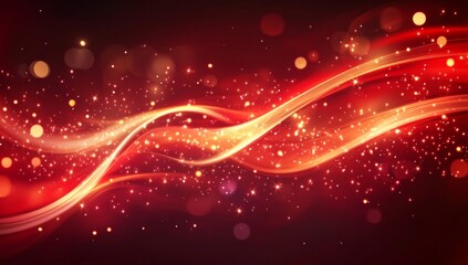 Aufkleber - Glowing red light streaks across the background, with dark, abstract lights and stars, creating a space or futuristic technology background.