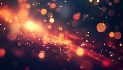 Poster - Glowing red light streaks across the background, with dark, abstract lights and stars, creating a space or futuristic technology background.