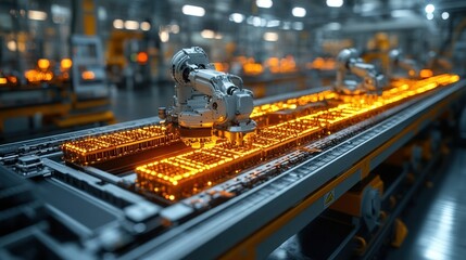 Poster - Automated Manufacturing: Robotic Assembly Line in High-Tech Factory