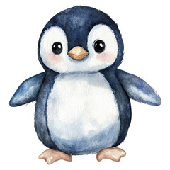 Aufkleber - Adorable watercolor penguin with captivating eyes, a charming illustration perfect for various creative designs