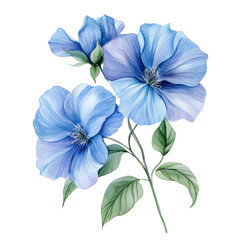 Aufkleber - Watercolor floral arrangement with serene blue blooms on a clean, transparent space