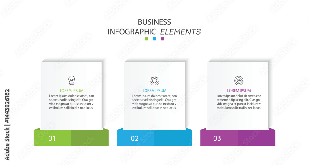 Text Presentation Example Labels Instructions Design template for vector infographic labels with icons and 3 options ...