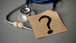 © MohamadFaizal - Question Mark and Stethoscope Representing Medical Uncertainty, Diagnosis Challenges, and Healthcare Questions