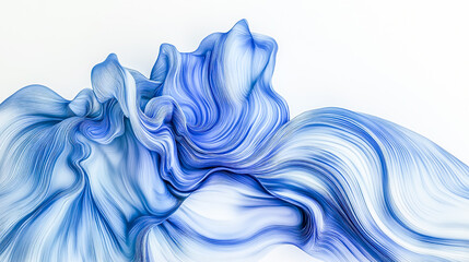 Aufkleber - Abstract blue wavy lines on white background minimalist design for contemporary digital art