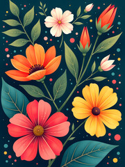 Poster - Vibrant floral patterns, lush foliage, and rich jewel tones blend to create a stunning natural graphic design._00001_