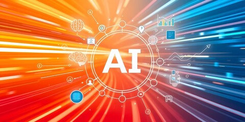Aufkleber - ai innovation concept, modern technology image. data streams, computing power. artificial intelligen