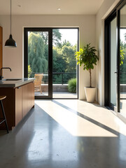 Poster - A polished concrete floor reflects the natural light coming from outside, creating a vibrant and visually appealing atmosphere overall effect._00001_