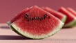 © angga - Fresh watermelon slices with water droplets on a pink surface summer treat