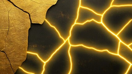 Poster - Elegant gold and black background with cracked texture for luxury design and artistic projects