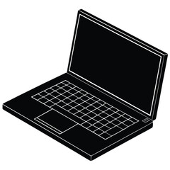 Fototapete - Laptop, A collection featuring a laptop silhouette, an icon, and a modern illustration, Vector Technology devices Silhouette  icon set. TV, laptop, digital tablet and smart phone. EPS10, Silhouette .