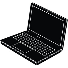 Fototapete - Laptop, A collection featuring a laptop silhouette, an icon, and a modern illustration, Vector Technology devices Silhouette  icon set. TV, laptop, digital tablet and smart phone. EPS10, Silhouette .