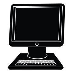 Fototapete - Laptop computer cell phone and desktop pc screen icon vector simple graphic illustration set solid black line stroke outline art, mobile cellphone smartphone blank empty frame sign symbol image, pc.