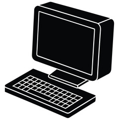 Fototapete - Laptop computer cell phone and desktop pc screen icon vector simple graphic illustration set solid black line stroke outline art, mobile cellphone smartphone blank empty frame sign symbol image, pc.