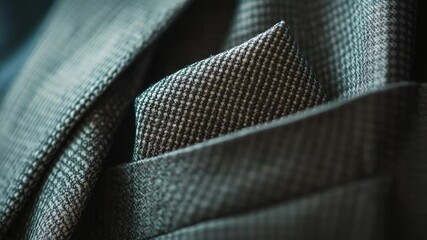Poster - A detailed view of a suit jacket pocket, suitable for fashion or corporate use.