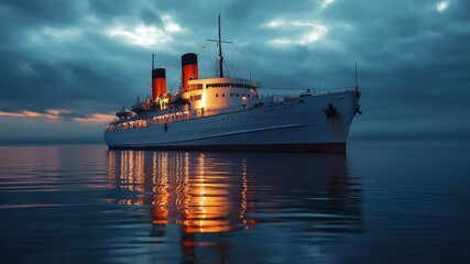 Poster - A big vessel drifting on the surface of a lake or sea, possibly abandoned or in distress.