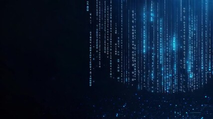 Fototapete - Abstract digital background with cascading binary code in blue tones representing technology and data flow