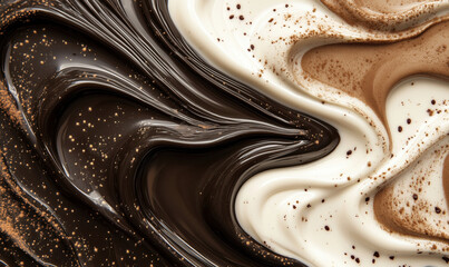 Poster - Swirls of chocolate and cream textures creating a rich dessert background.