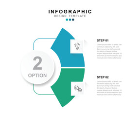 Fototapete - Vector Infographic label design template with icons and 2 options or steps.