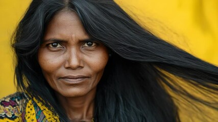 Poster - A close-up shot of a person with long hair, ideal for use in beauty or fashion contexts.