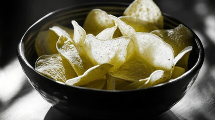 Poster - A simple bowl of chips sitting on a table.