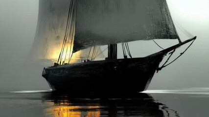 Fototapete - A sailboat gliding on calm waters, great for nautical-themed designs.