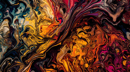 Poster - Abstract art in colorful swirls: a mesmerizing display of swirling, colorful paints with vivid hues that create a sense of movement, energy, and artistic expression.