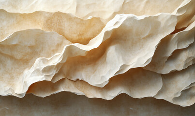 Poster - Textured abstract waves in soft beige and cream tones with intricate folds and layers.
