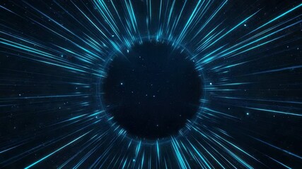 Poster - Futuristic Digital Portal with Radiating Light Effects and Deep Space Background in Abstract Design