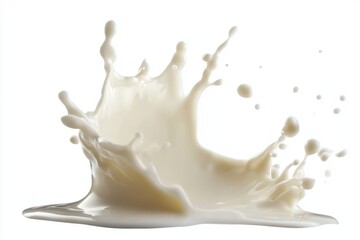 Poster - A dynamic splash of white liquid, possibly milk, captured against a clean white background in studio shot