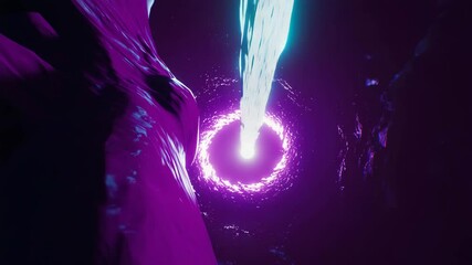 Poster - Ethereal purple and blue light creating a dreamlike atmosphere in a darkened background scene