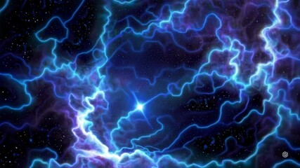 Poster - Mesmerizing Cosmic Nebula in Vibrant Electric Blue and Purple