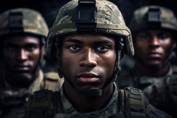 Leinwandbilder - Generated with ai image of young male soldier wearing camouflage uniform during a military operation