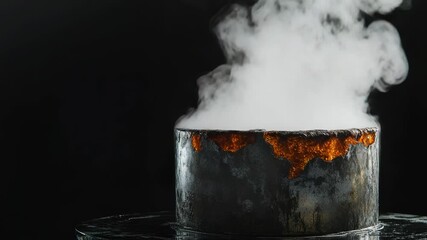 Poster - A pot with steam rising from the top, suggesting something is cooking or being prepared.