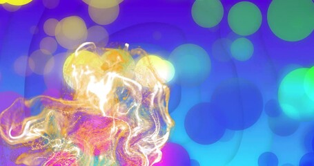 Poster - Abstract swirling fluid form being visualized in digital composition, showing glowing orbs floating